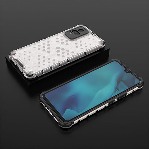 Coque Rebord Contour Silicone et Vitre Transparente Housse Etui 360 Degres AM2 pour Vivo Y73 (2021) Blanc