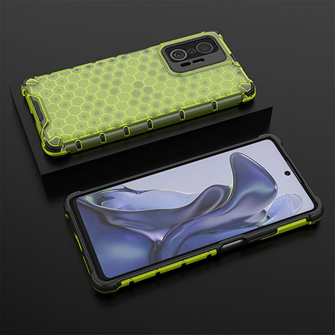 Coque Rebord Contour Silicone et Vitre Transparente Housse Etui 360 Degres AM2 pour Xiaomi Mi 11T Pro 5G Vert