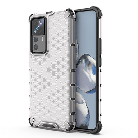 Coque Rebord Contour Silicone et Vitre Transparente Housse Etui 360 Degres AM2 pour Xiaomi Mi 12T Pro 5G Blanc