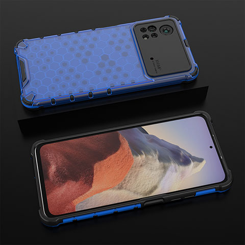 Coque Rebord Contour Silicone et Vitre Transparente Housse Etui 360 Degres AM2 pour Xiaomi Poco X4 Pro 5G Bleu