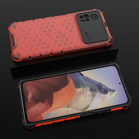 Coque Rebord Contour Silicone et Vitre Transparente Housse Etui 360 Degres AM2 pour Xiaomi Poco X4 Pro 5G Rouge