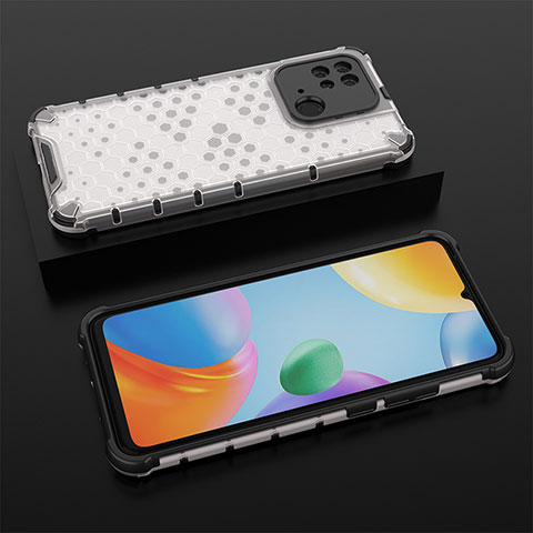 Coque Rebord Contour Silicone et Vitre Transparente Housse Etui 360 Degres AM2 pour Xiaomi Redmi 10 India Blanc