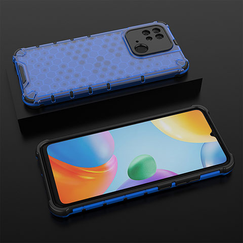 Coque Rebord Contour Silicone et Vitre Transparente Housse Etui 360 Degres AM2 pour Xiaomi Redmi 10 India Bleu