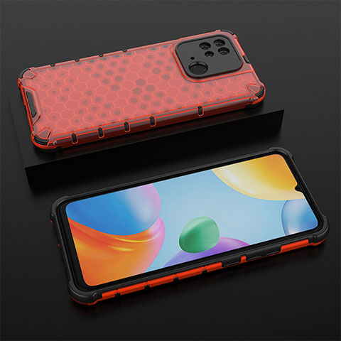 Coque Rebord Contour Silicone et Vitre Transparente Housse Etui 360 Degres AM2 pour Xiaomi Redmi 10C 4G Rouge