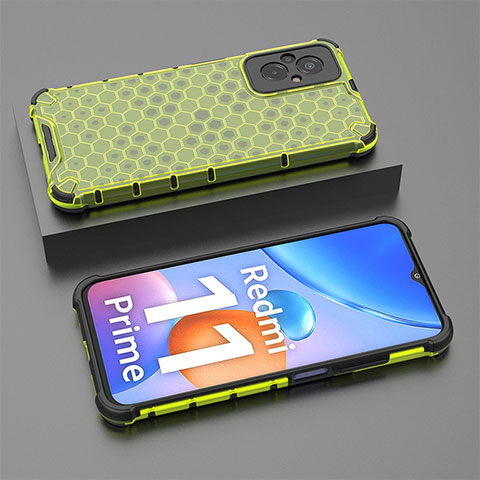 Coque Rebord Contour Silicone et Vitre Transparente Housse Etui 360 Degres AM2 pour Xiaomi Redmi 11 Prime 4G Vert