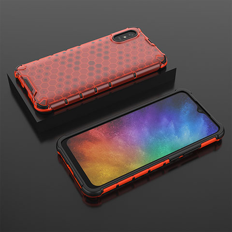 Coque Rebord Contour Silicone et Vitre Transparente Housse Etui 360 Degres AM2 pour Xiaomi Redmi 9A Rouge