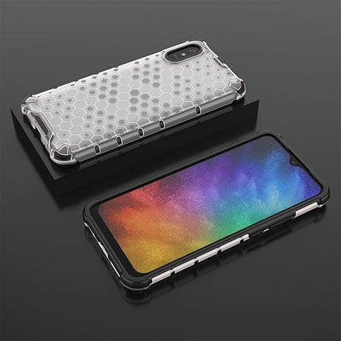 Coque Rebord Contour Silicone et Vitre Transparente Housse Etui 360 Degres AM2 pour Xiaomi Redmi 9AT Blanc