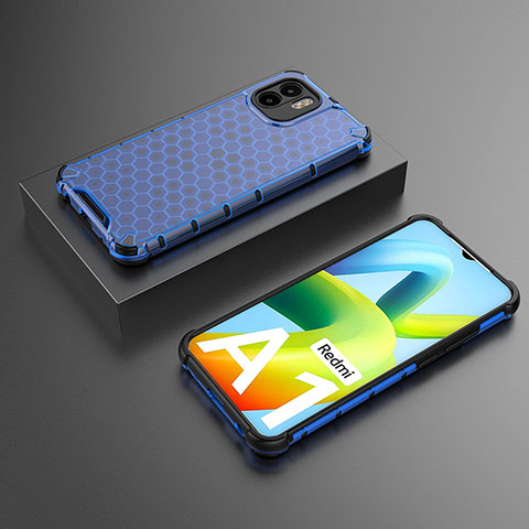 Coque Rebord Contour Silicone et Vitre Transparente Housse Etui 360 Degres AM2 pour Xiaomi Redmi A1 Bleu