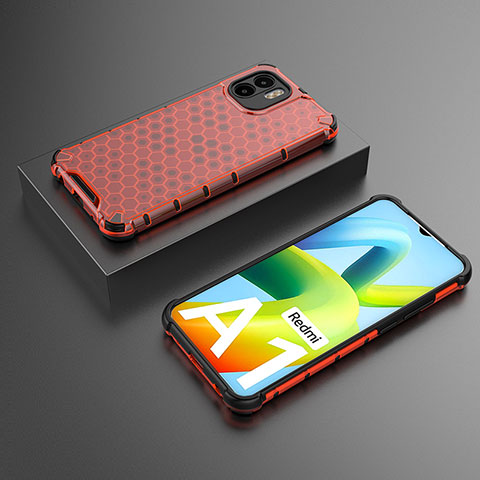 Coque Rebord Contour Silicone et Vitre Transparente Housse Etui 360 Degres AM2 pour Xiaomi Redmi A1 Rouge