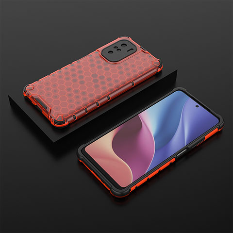 Coque Rebord Contour Silicone et Vitre Transparente Housse Etui 360 Degres AM2 pour Xiaomi Redmi K40 5G Rouge