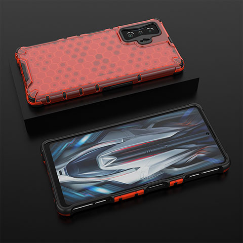 Coque Rebord Contour Silicone et Vitre Transparente Housse Etui 360 Degres AM2 pour Xiaomi Redmi K50 Gaming 5G Rouge