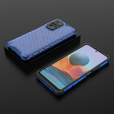 Coque Rebord Contour Silicone et Vitre Transparente Housse Etui 360 Degres AM2 pour Xiaomi Redmi Note 10 Pro Max Bleu