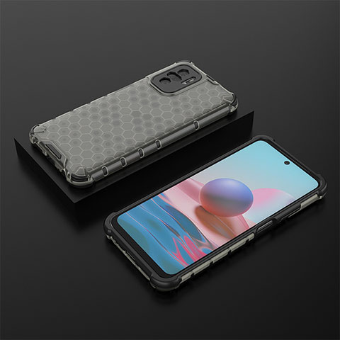 Coque Rebord Contour Silicone et Vitre Transparente Housse Etui 360 Degres AM2 pour Xiaomi Redmi Note 10S 4G Noir