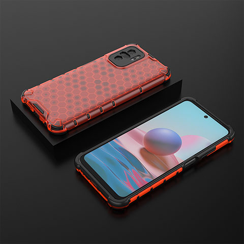 Coque Rebord Contour Silicone et Vitre Transparente Housse Etui 360 Degres AM2 pour Xiaomi Redmi Note 10S 4G Rouge