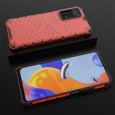 Coque Rebord Contour Silicone et Vitre Transparente Housse Etui 360 Degres AM2 pour Xiaomi Redmi Note 11 Pro 5G Rouge