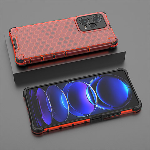 Coque Rebord Contour Silicone et Vitre Transparente Housse Etui 360 Degres AM2 pour Xiaomi Redmi Note 12 Pro+ Plus 5G Rouge