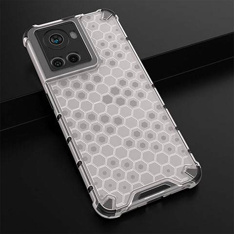 Coque Rebord Contour Silicone et Vitre Transparente Housse Etui 360 Degres AM3 pour OnePlus 10R 5G Blanc