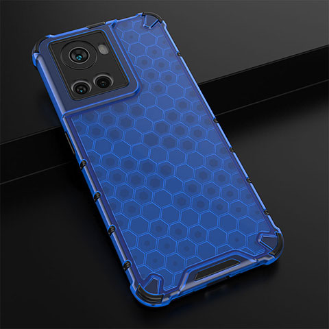 Coque Rebord Contour Silicone et Vitre Transparente Housse Etui 360 Degres AM3 pour OnePlus 10R 5G Bleu