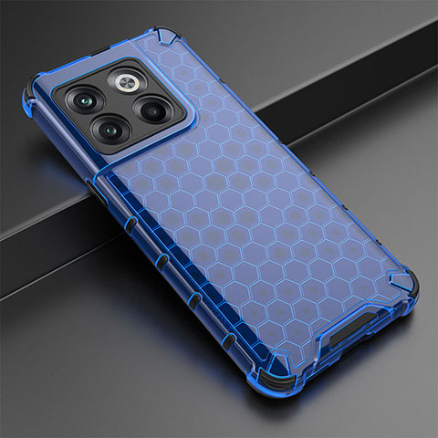 Coque Rebord Contour Silicone et Vitre Transparente Housse Etui 360 Degres AM3 pour OnePlus 10T 5G Bleu