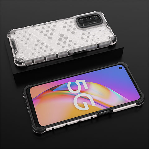 Coque Rebord Contour Silicone et Vitre Transparente Housse Etui 360 Degres AM3 pour OnePlus Nord N200 5G Blanc