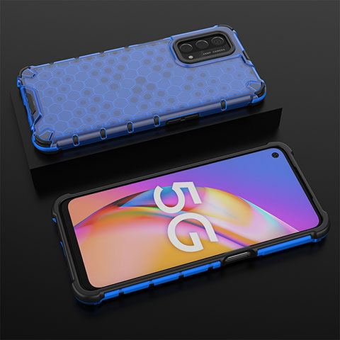 Coque Rebord Contour Silicone et Vitre Transparente Housse Etui 360 Degres AM3 pour OnePlus Nord N200 5G Bleu