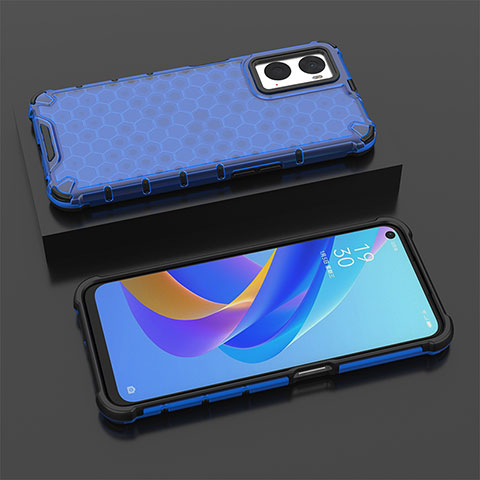 Coque Rebord Contour Silicone et Vitre Transparente Housse Etui 360 Degres AM3 pour Oppo A36 Bleu