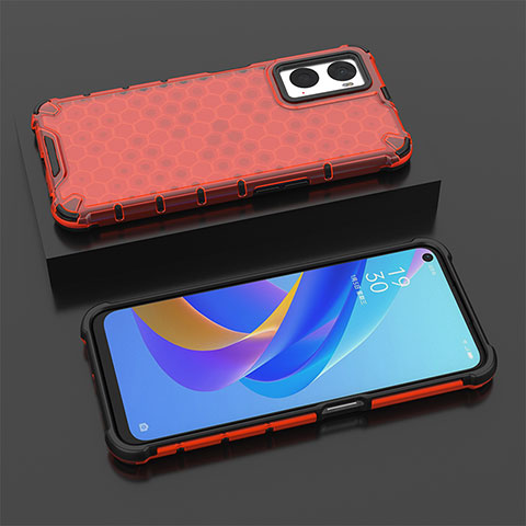 Coque Rebord Contour Silicone et Vitre Transparente Housse Etui 360 Degres AM3 pour Oppo A36 Rouge