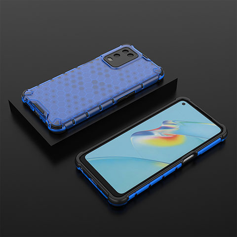 Coque Rebord Contour Silicone et Vitre Transparente Housse Etui 360 Degres AM3 pour Oppo A54 4G Bleu