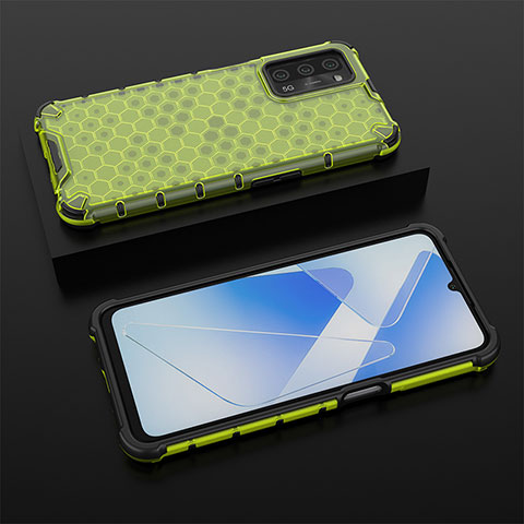 Coque Rebord Contour Silicone et Vitre Transparente Housse Etui 360 Degres AM3 pour Oppo A55 5G Vert