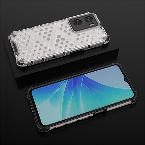 Coque Rebord Contour Silicone et Vitre Transparente Housse Etui 360 Degres AM3 pour Oppo A77 4G Blanc