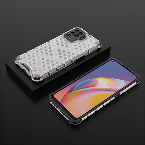 Coque Rebord Contour Silicone et Vitre Transparente Housse Etui 360 Degres AM3 pour Oppo A94 4G Blanc