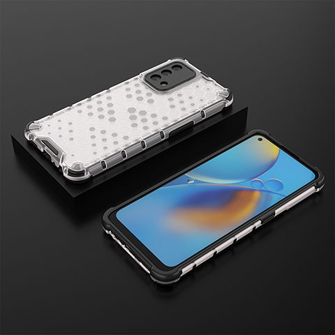 Coque Rebord Contour Silicone et Vitre Transparente Housse Etui 360 Degres AM3 pour Oppo A95 4G Blanc