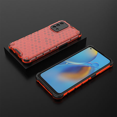 Coque Rebord Contour Silicone et Vitre Transparente Housse Etui 360 Degres AM3 pour Oppo F19s Rouge