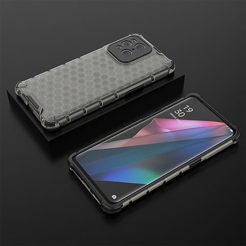 Coque Rebord Contour Silicone et Vitre Transparente Housse Etui 360 Degres AM3 pour Oppo Find X3 5G Noir