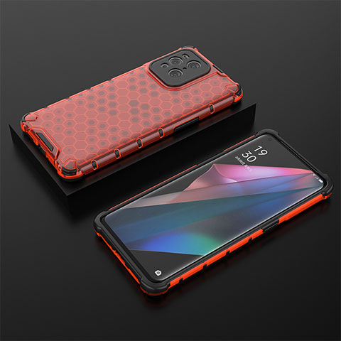 Coque Rebord Contour Silicone et Vitre Transparente Housse Etui 360 Degres AM3 pour Oppo Find X3 5G Rouge