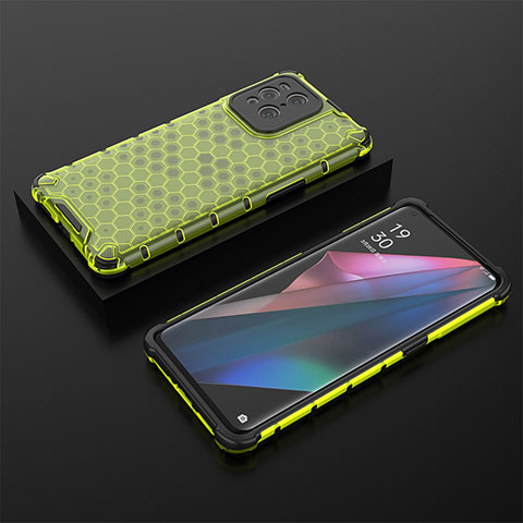 Coque Rebord Contour Silicone et Vitre Transparente Housse Etui 360 Degres AM3 pour Oppo Find X3 5G Vert