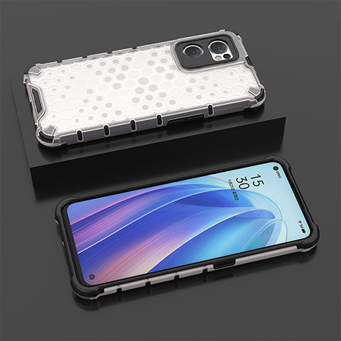 Coque Rebord Contour Silicone et Vitre Transparente Housse Etui 360 Degres AM3 pour Oppo Find X5 Lite 5G Blanc