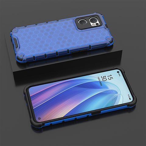 Coque Rebord Contour Silicone et Vitre Transparente Housse Etui 360 Degres AM3 pour Oppo Find X5 Lite 5G Bleu