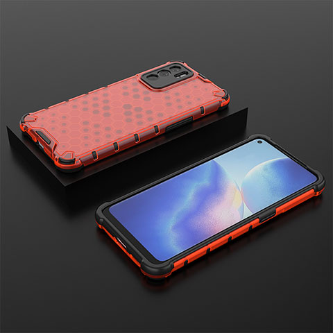 Coque Rebord Contour Silicone et Vitre Transparente Housse Etui 360 Degres AM3 pour Oppo Reno6 5G Rouge