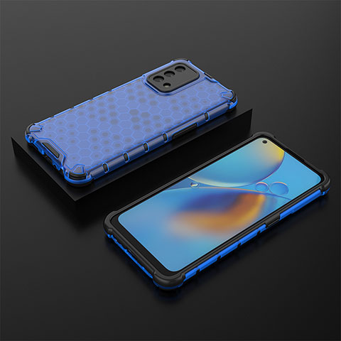 Coque Rebord Contour Silicone et Vitre Transparente Housse Etui 360 Degres AM3 pour Oppo Reno6 Lite Bleu