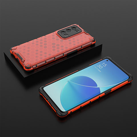 Coque Rebord Contour Silicone et Vitre Transparente Housse Etui 360 Degres AM3 pour Oppo Reno6 Pro 5G Rouge