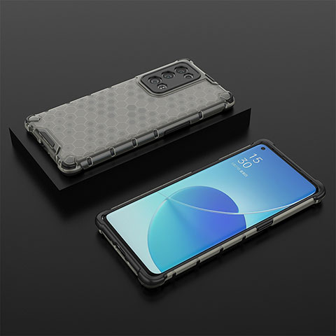 Coque Rebord Contour Silicone et Vitre Transparente Housse Etui 360 Degres AM3 pour Oppo Reno6 Pro+ Plus 5G Noir