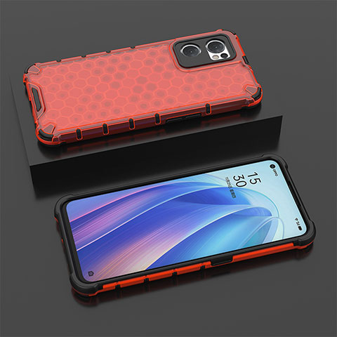 Coque Rebord Contour Silicone et Vitre Transparente Housse Etui 360 Degres AM3 pour Oppo Reno7 5G Rouge