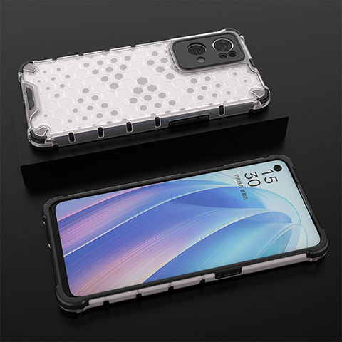 Coque Rebord Contour Silicone et Vitre Transparente Housse Etui 360 Degres AM3 pour Oppo Reno7 Pro 5G Blanc