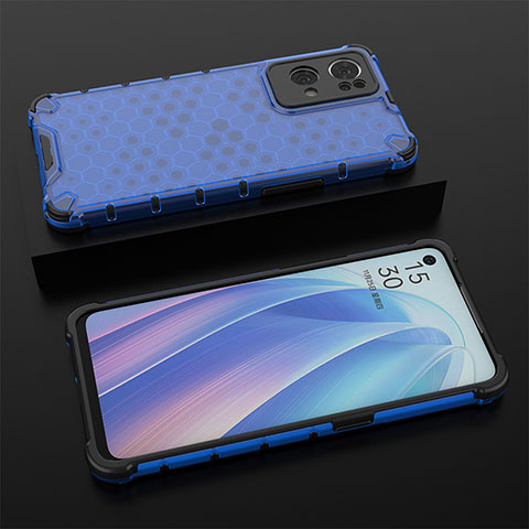 Coque Rebord Contour Silicone et Vitre Transparente Housse Etui 360 Degres AM3 pour Oppo Reno7 Pro 5G Bleu