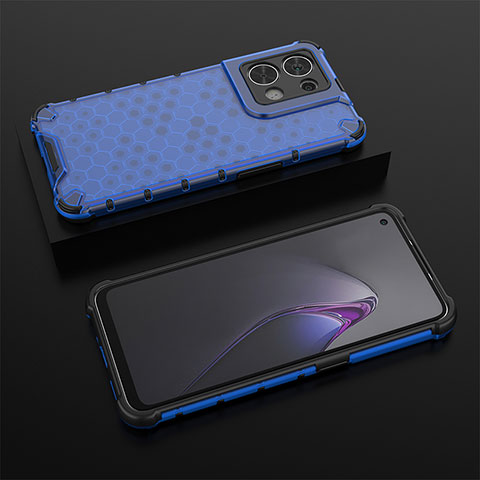 Coque Rebord Contour Silicone et Vitre Transparente Housse Etui 360 Degres AM3 pour Oppo Reno8 5G Bleu