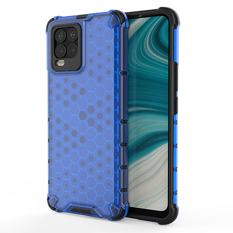 Coque Rebord Contour Silicone et Vitre Transparente Housse Etui 360 Degres AM3 pour Realme 8 4G Bleu