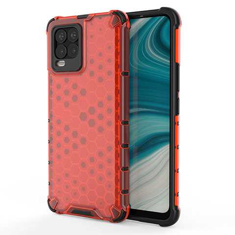 Coque Rebord Contour Silicone et Vitre Transparente Housse Etui 360 Degres AM3 pour Realme 8 Pro Rouge