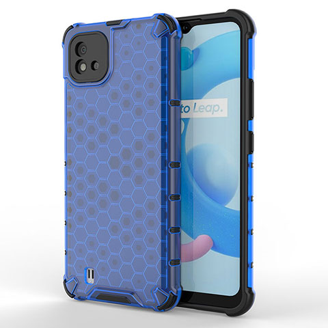 Coque Rebord Contour Silicone et Vitre Transparente Housse Etui 360 Degres AM3 pour Realme C20 Bleu