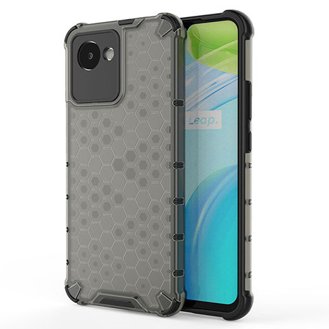 Coque Rebord Contour Silicone et Vitre Transparente Housse Etui 360 Degres AM3 pour Realme C30 Noir